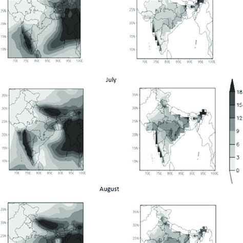 Monthly Jun Aug Rainfall Mm Day Climatology From Model Simulation