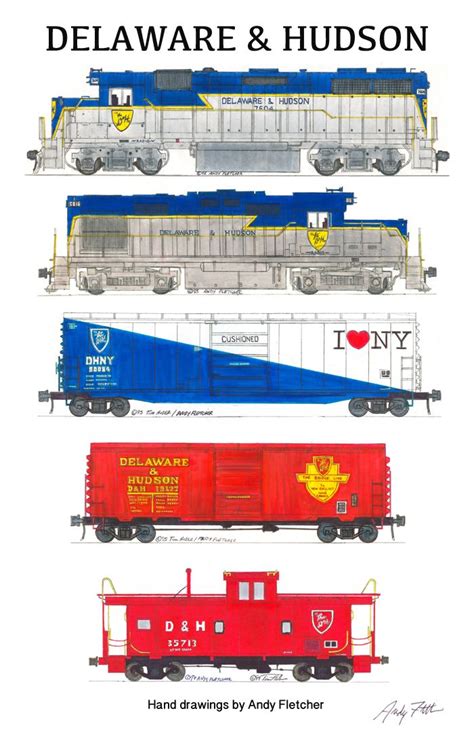 A Delaware And Hudson Train Hand Drawings By Andy Fletcher Train