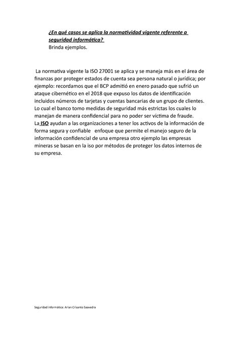 Tarea - Normatividad vigente en el Perú - Seguridad Informatica - UTP