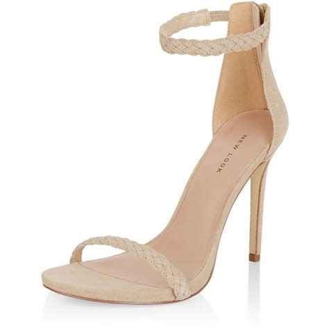 New Look Nude Leather Plaited Ankle Strap Heels