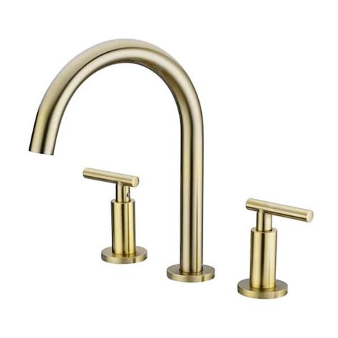 Flg 8 In Widespread Double Handle Bathroom Faucet Brass 3 Holes Sink Vanity Faucets High Arc