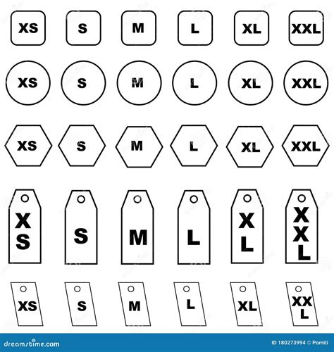 Symbol Icons Set Of Clothing Size Stock Vector Illustration Of Label Measurement 180273994