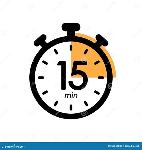 Fifteen Minutes Stopwatch Icon, Timer Symbol, Cooking Time, Cosmetic or