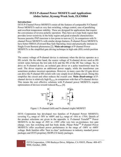 Ixys P Channel Power Mosfets And Applications