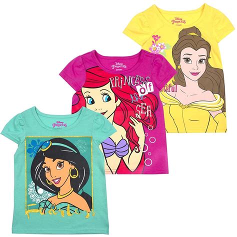 Disney Disney Princess T Shirts For Girls 3 Pack Short Sleeve