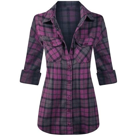 Hot From Hollywood Womens Long Sleeve Button Down Plaid Flannel Shirt