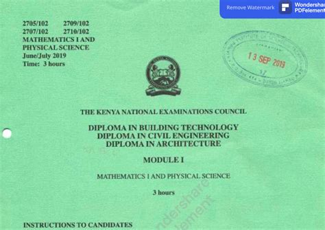 Mathematics 1 And Physical Science Knec Past Papers Ke