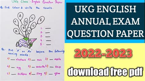 Ukg English Term 3 Annual Exam Model Question Paper 2022 2023 Pp2 English Question Paper Cbsc