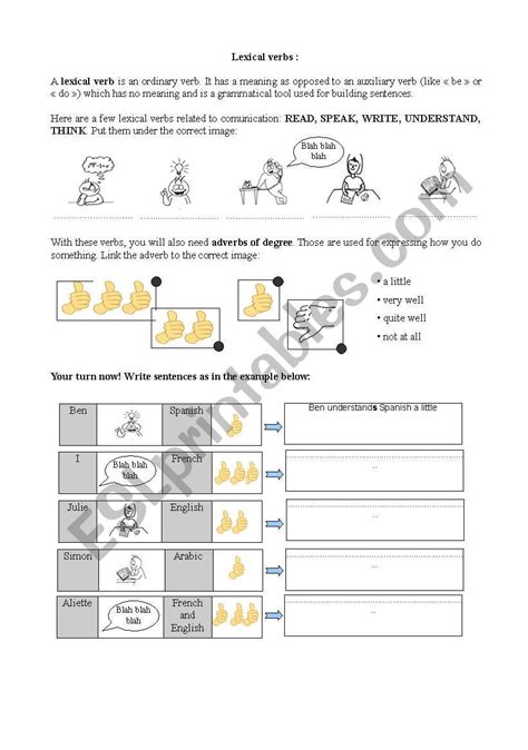 English Worksheets Lexical Verbs