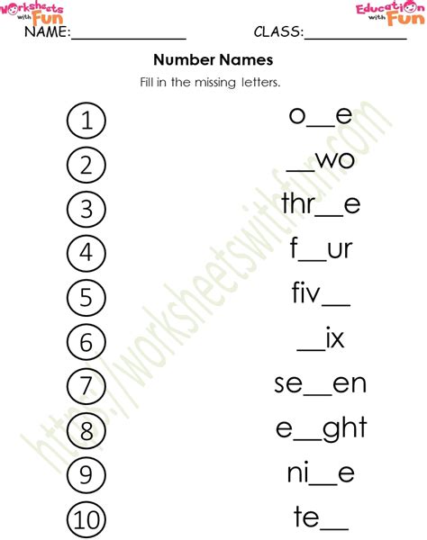 Mathematics Preschool Number Names Worksheet 2 Wwf