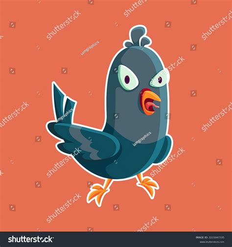 Cartoon Pigeon Character Cute Angry Pigeon Stock Vector Royalty Free