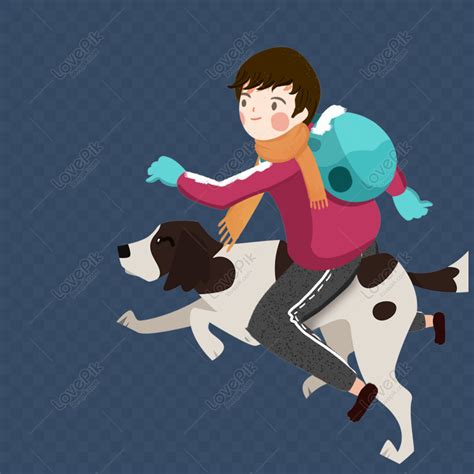 Free Hand Drawn Boy Riding A Dog, Cartoon, Hand Drawn, Illustration Free PNG PNG & PSD image ...