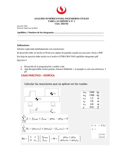 CI708 CI64 TA01 jyty ANALISIS NUMÉRICO PARA INGENIEROS CIVILES