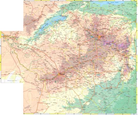 Large Detailed Road And Physical Map Of Zimbabwe Zimbabwe Large