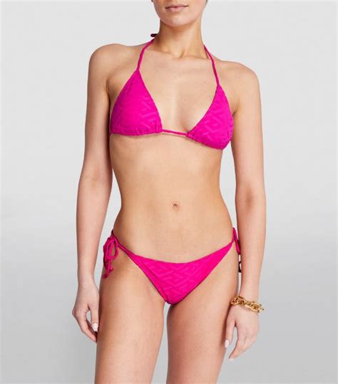 Womens Versace Pink Greca Bikini Top Harrods UK