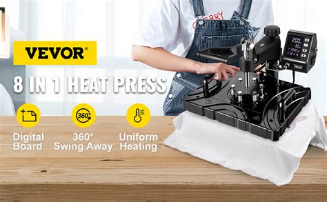 Vevor Presse Chaud En Machine De Sublimation De Transfert Noire