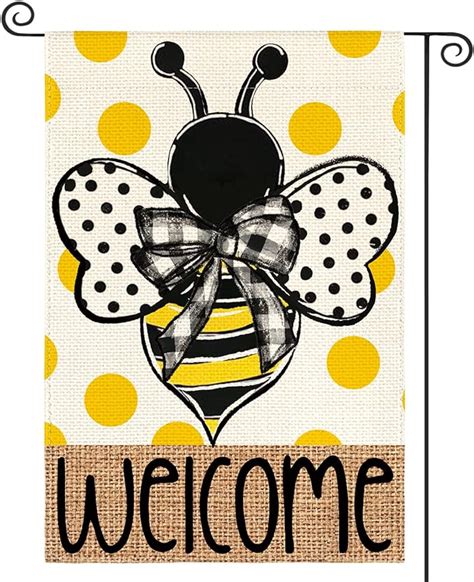 Amazon AVOIN Colorlife Summer Polka Dot Bee Welcome Garden Flag