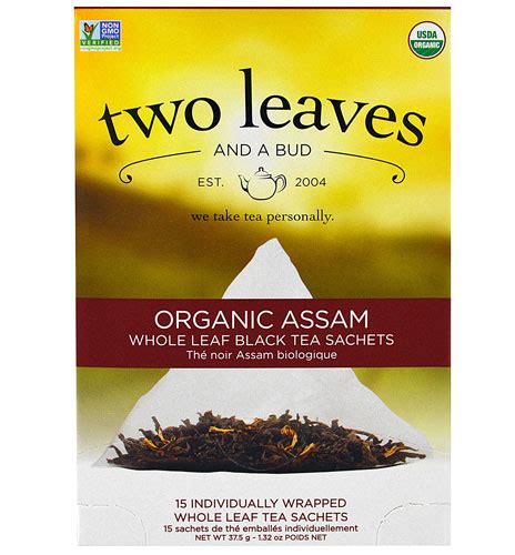 Two Leaves And A Bud Organic Whole Leaf Black Tea Sachets Assam 15 Tea Bags Vitacost