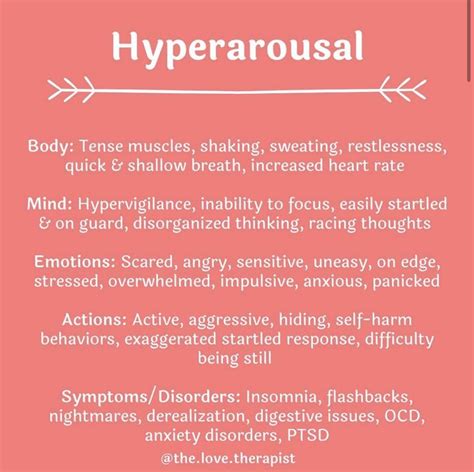 Signs of Hyperarousal | Human behavior psychology, Mental health facts ...