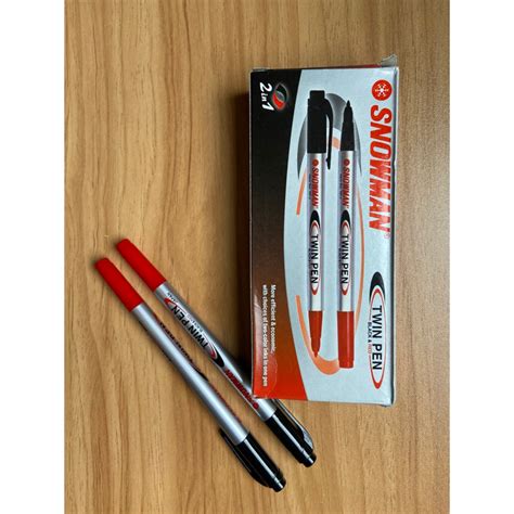 Jual SNOWMAN Twin Pen Spidol 2 In 1 Hitam Merah Biru Merah