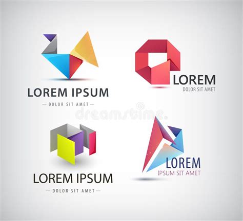 Vector Set Of Abstract Shapes Logos Icons Isolated Stock Vector