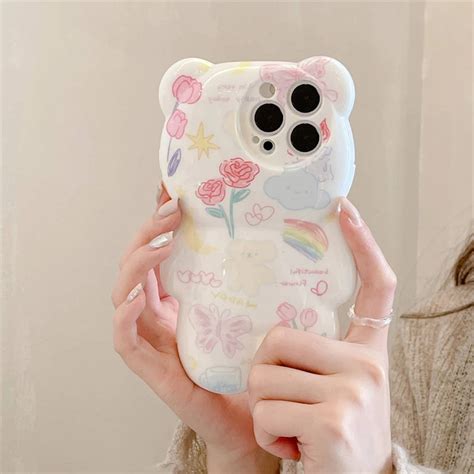 Funda de teléfono con estampado de oso 3D para iPhone carcasa trasera