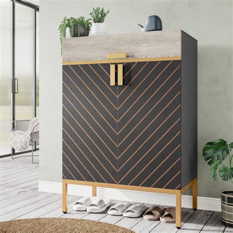 Everly Quinn Pairs Gray Shoe Storage Cabinet Wayfair