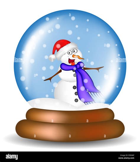 Christmas Snowglobe With Snowman Cartoon Design Icon Symbol For Card