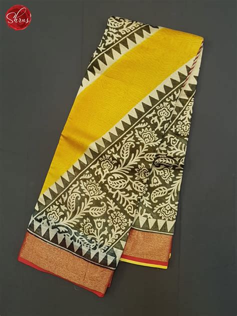 Mustard And Red Moonga Silk Saree