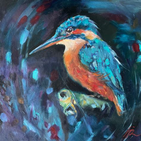 Original Art Painting Kingfisher Oil Painting Canvas T Art Etsy