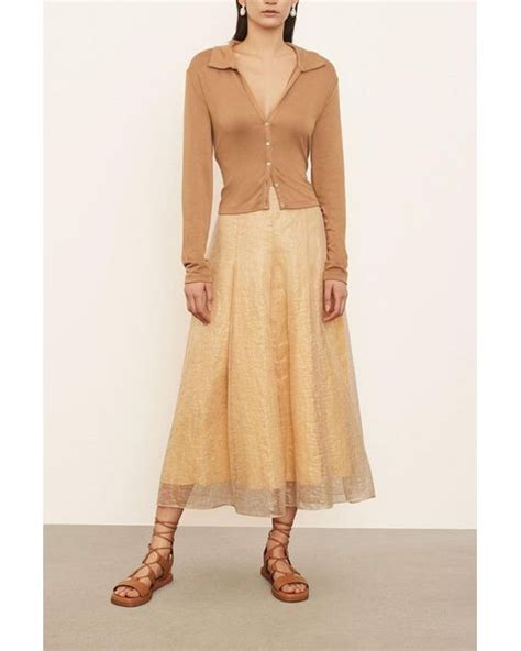 Vince Silk Sheer Paneled Slip Skirt In Soft Pear In Natural Lyst