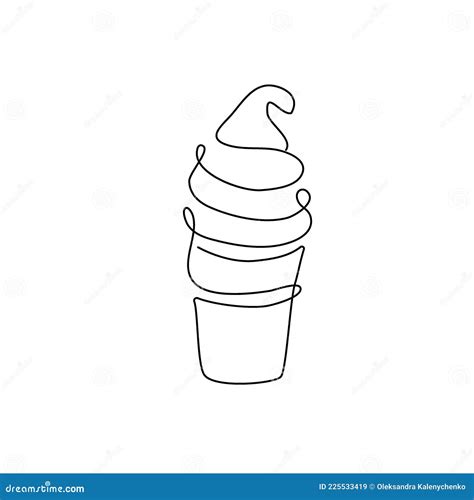 Sundae Ice Cream Continuous Line Drawing One Line Art Of Dairy Produce