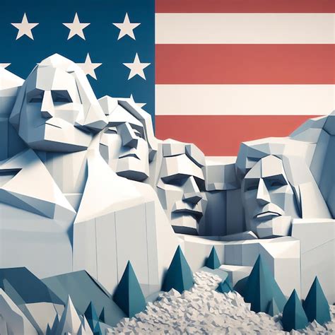 El Monumento Nacional Del Monte Rushmore En Estilo Origami Foto Premium