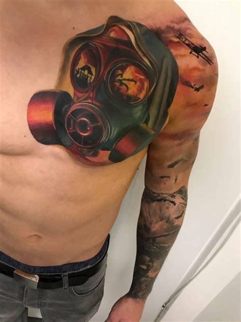 Maui Meherzi Gasmask Tattoo War Sleeve Tattoos Von Tattoo Bewertung De