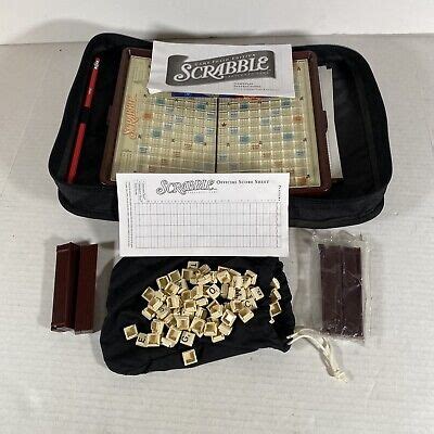 Scrabble Travel Edition Folio Zipper Case Crossword Game Portable