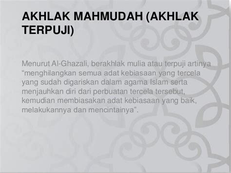 Akhlak Mahmudah Dan Madzmumah