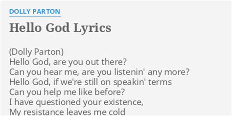 Hello God Lyrics By Dolly Parton Hello God Are You