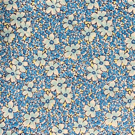 100 Cotton Blue Calico Fabric By The Yard Floral Anemone Etsy