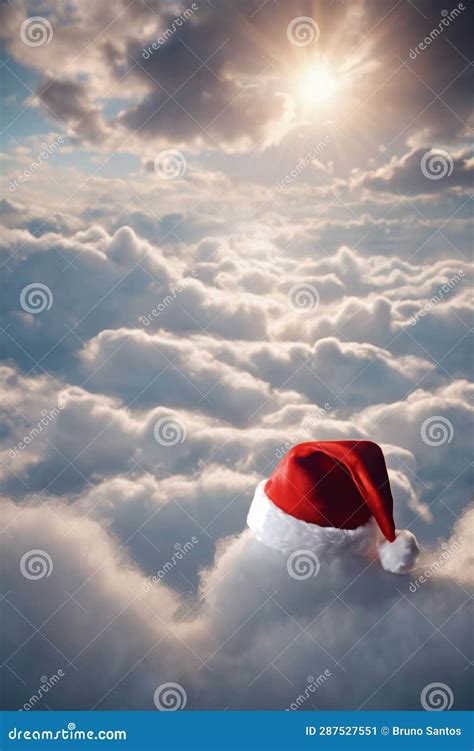 Angelic Christmas Hat In Paradise With Many Cloudsxmas Background