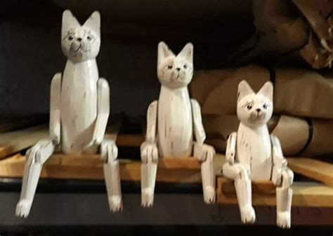 Marionnettes Chat En Bois D Albesia 3 Tailles En Blanc Ou Marron Au