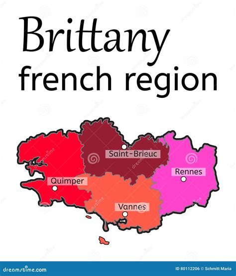 Mapa Da Região Francesa De Brittany Ilustração do Vetor Ilustração de