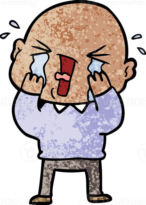 Cartoon Crying Bald Man Png