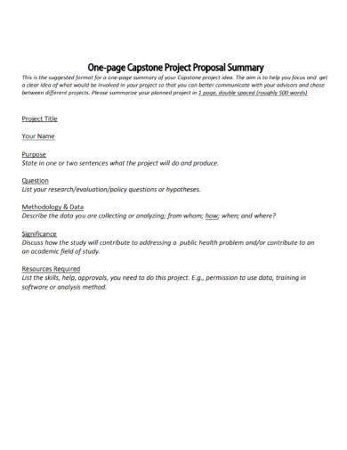 Free One Page Project Proposal Samples In Ms Word Google Docs