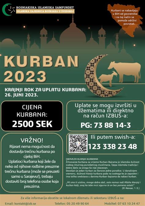 Kurban 2023 preko Islamske zajednice Džemat Stockholm Islamska