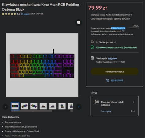 Tania Klawiatura Mechaniczna Krux Atax Rgb W Promocji