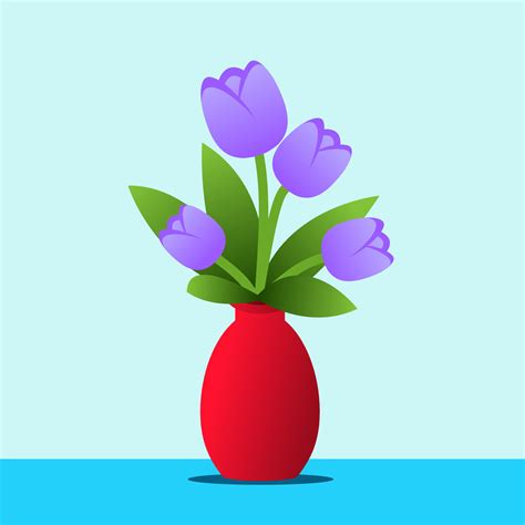 Still Life Vector Illustration Still Life Flower Vase Purple Tulip