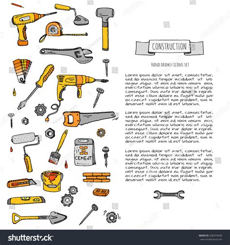 Hand Drawn Doodle Construction Tools Set Stock Vector Royalty Free