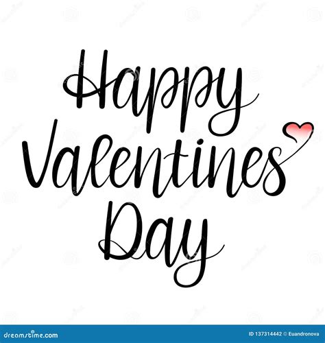 Happy Valentines Day Lettering Isolated On White Background With Pink