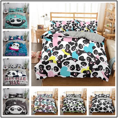 Kid Duvet Cover Full Cute Panda Bedding Set For Bedroom Etsy