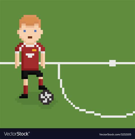 Pixel art style football soccer player on green Vector Image